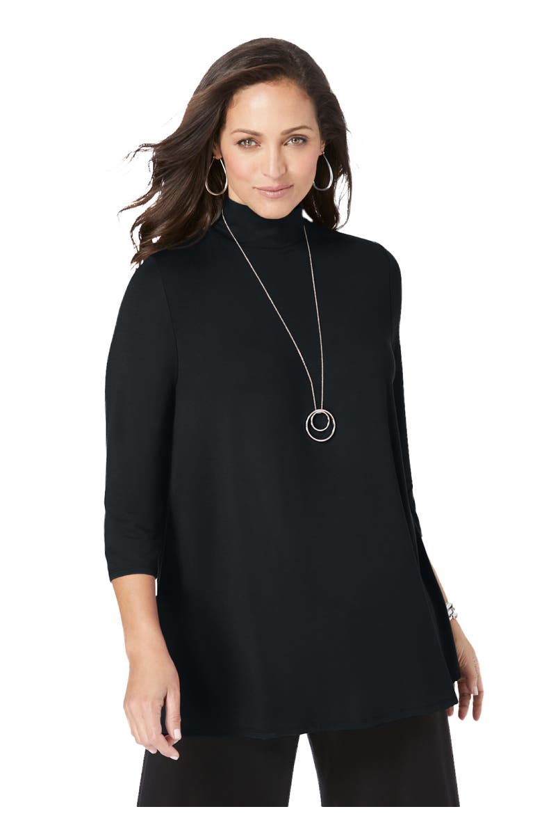 Jessica London Mockneck Swing Tunic, Main, color, Black
