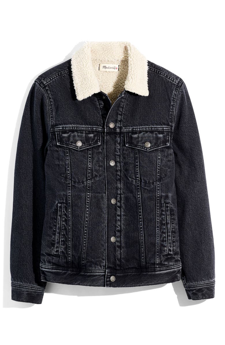 Madewell Faux Shearling Lined Denim Jacket, Alternate, color, 
