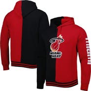 Mitchell & Ness Men's Mitchell & Ness Black/Red Miami Heat Hardwood Classics Split Pullover Hoodie
