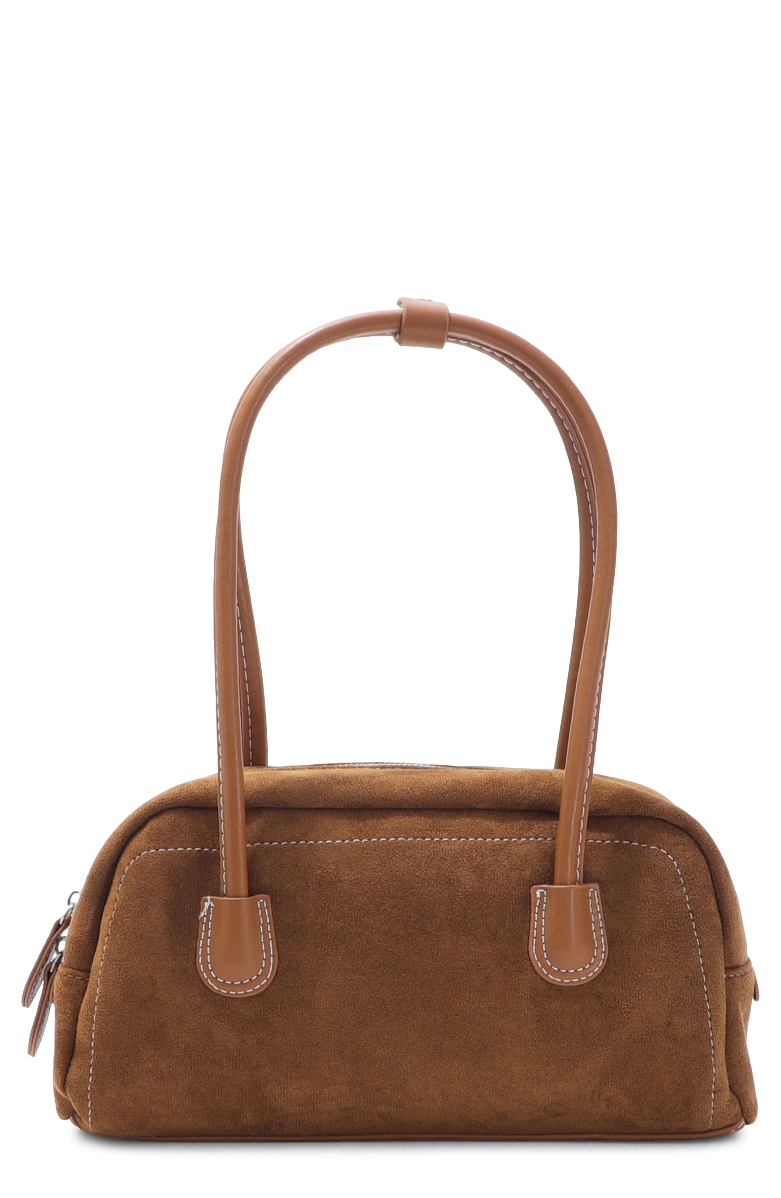 Faux Leather Bowling Shoulder Bag
