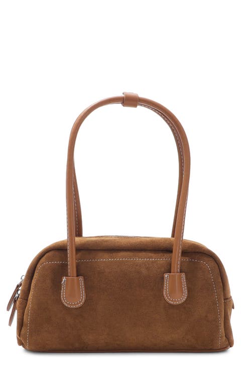 Faux Leather Bowling Shoulder Bag