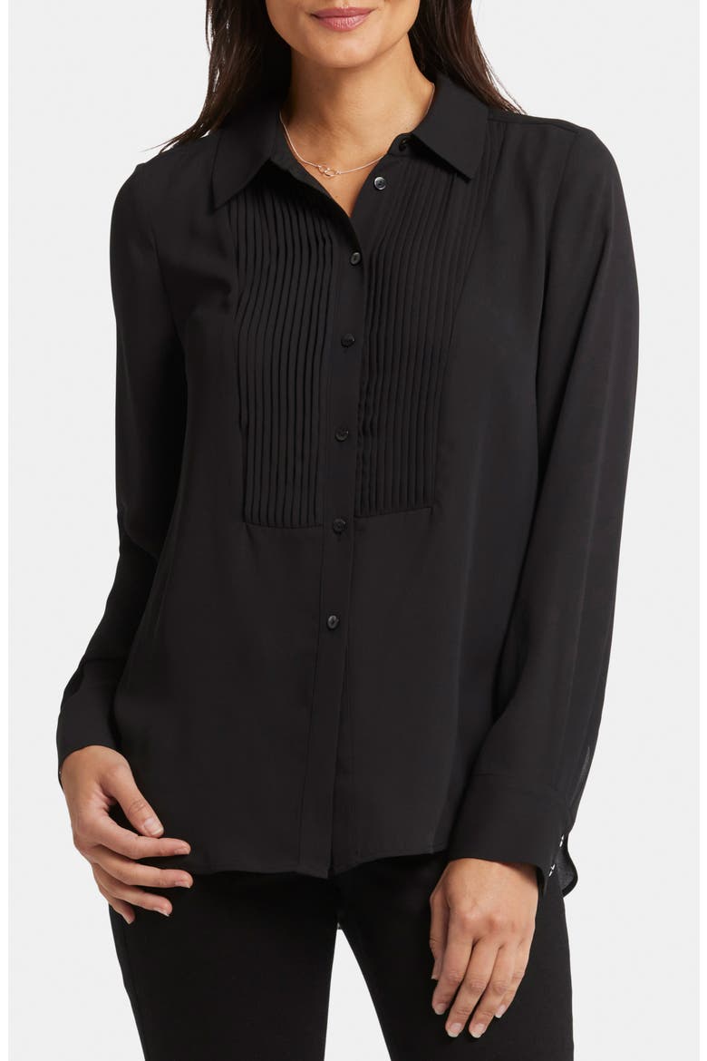 Tuxedo Button-Up Shirt, Main, color, BLACK