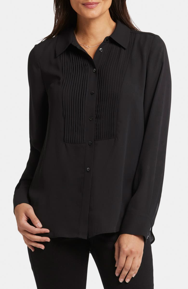 NYDJ Tuxedo Button-Up Shirt, Main, color, Black