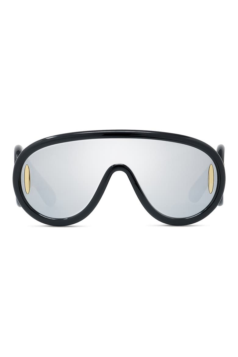 x Paula's Ibiza 56mm Mask Sunglasses, Main, color, SHINY BLACK / SMOKE MIRROR
