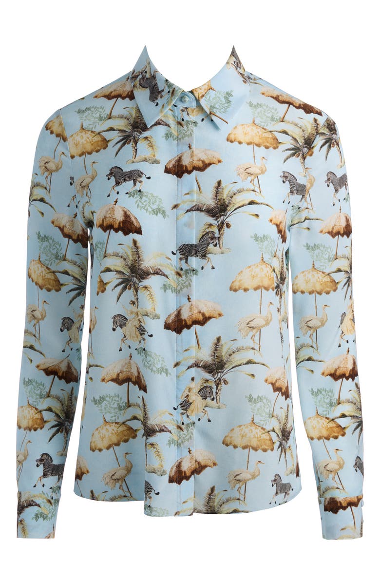 Alice + Olivia Willa Print Silk Shirt, Alternate, color, Untamed