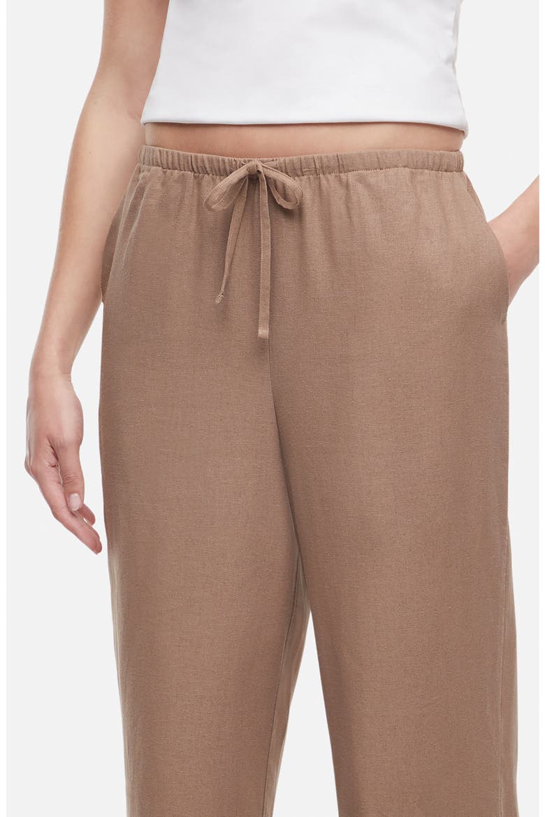 Drawstring Linen Blend Wide Leg Pants, Alternate, color, PORTABELLA