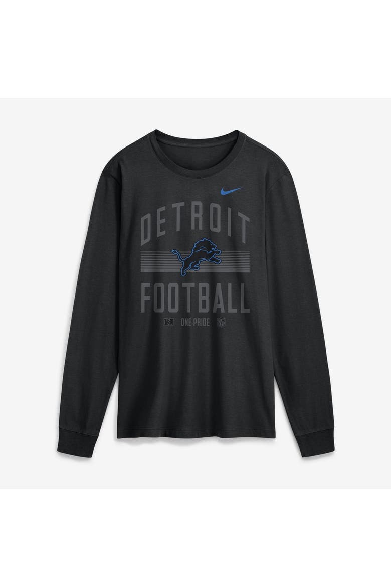 Men's Nike Black Detroit Lions Always Prepared Essential Cotton Long Sleeve T-Shirt, Alternate, color, Black