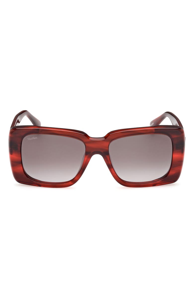 Max Mara Glimpse3 53mm Polarized Square Sunglasses, Main, color, Red/Gradient Smoke
