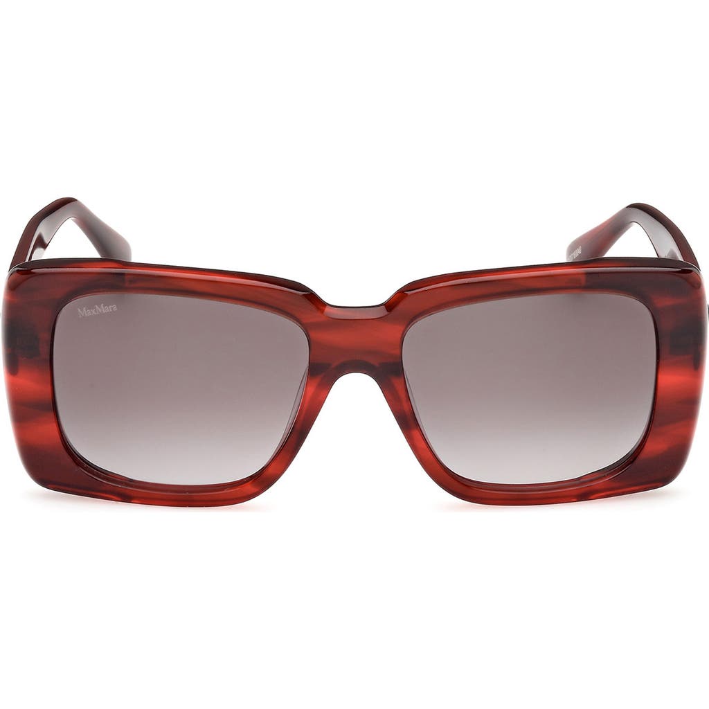 Max Mara Women's D107 53mm Rectangular Sunglasses In Red/gradient Smoke