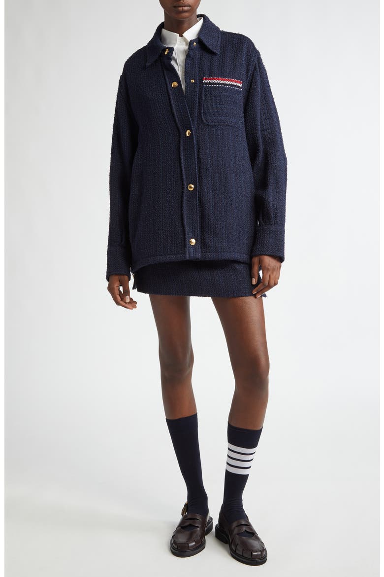 Tweed Shirt Jacket, Alternate, color, NAVY