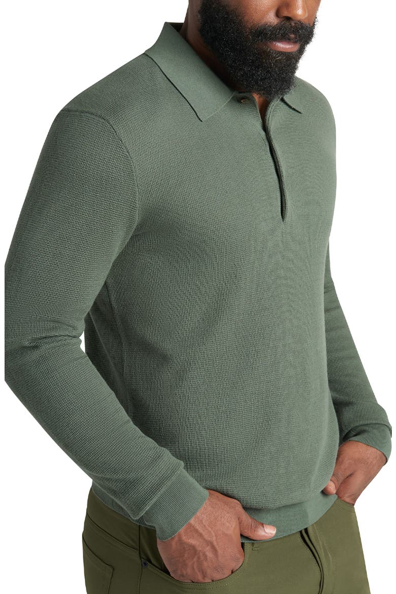 Mini Waffle Long Sleeve Polo, Alternate, color, LAUREL