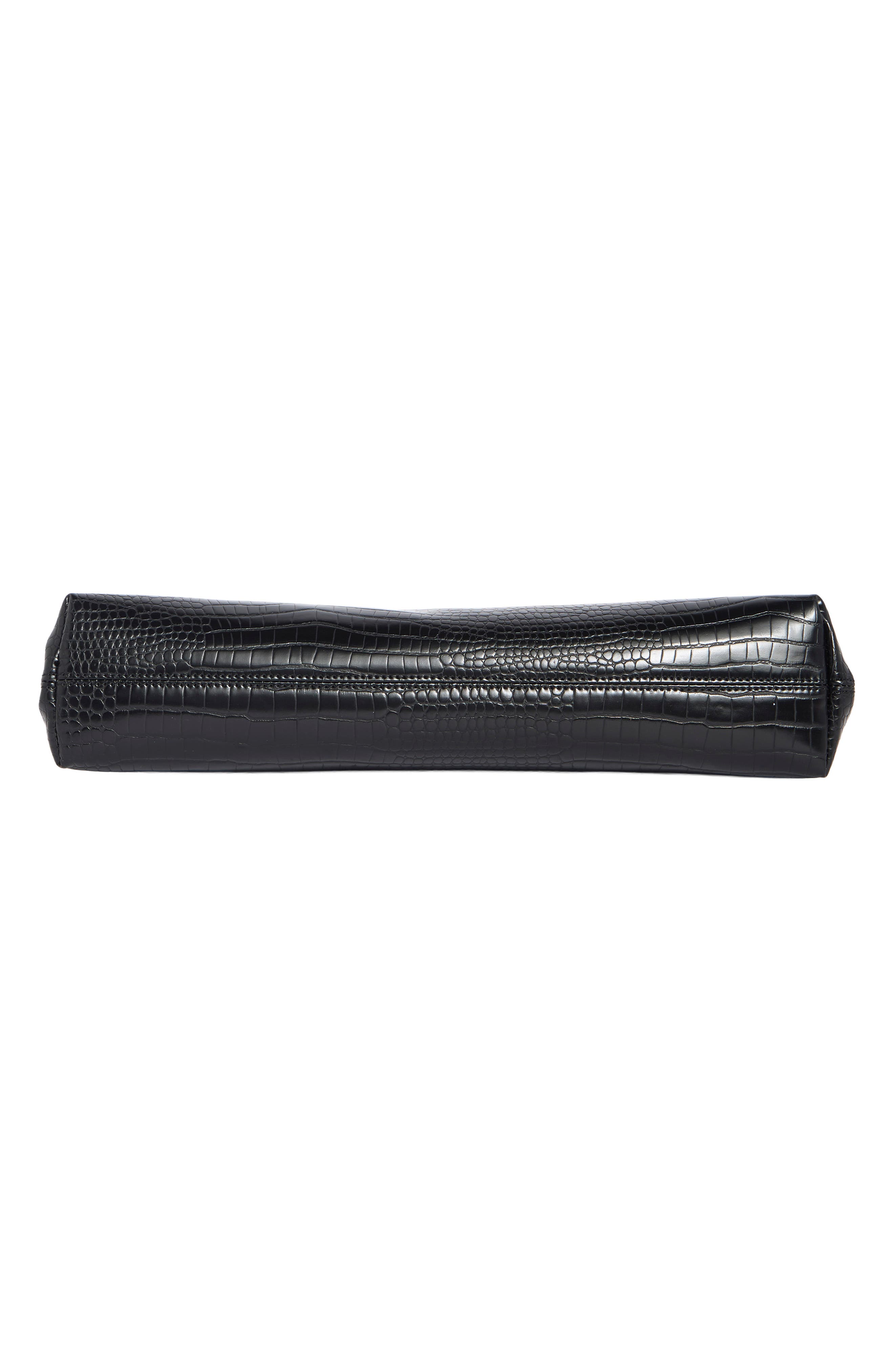 Croc Embossed Faux Leather East West Frame Shoulder Bag, Alternate, color, BLACK CROCO