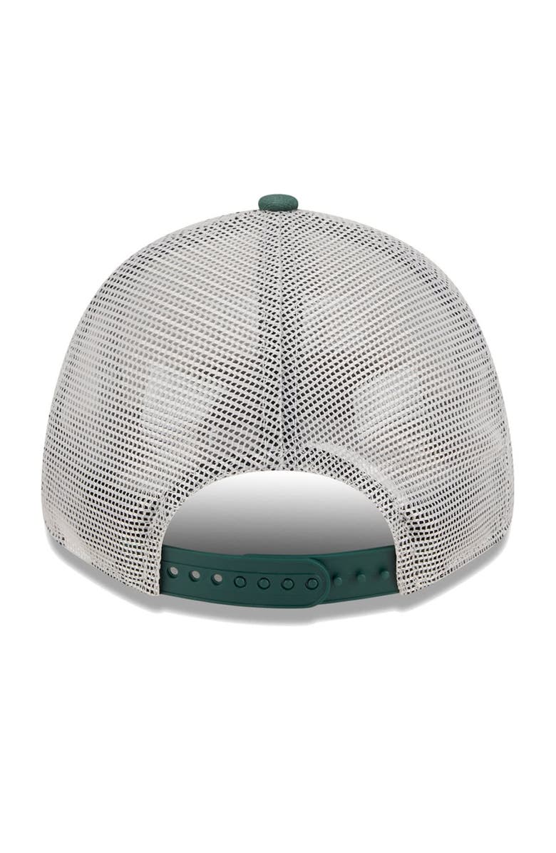 New Era Men's New Era Khaki/Hunter Green Milwaukee Bucks Throwback Patch Trucker 9FORTY Adjustable Hat, Alternate, color, Khaki