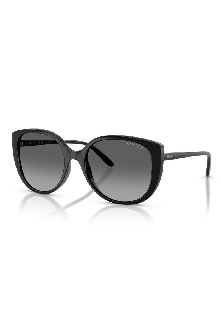 55mm Polarized Butterfly Sunglasses, Alternate, color, BLACK
