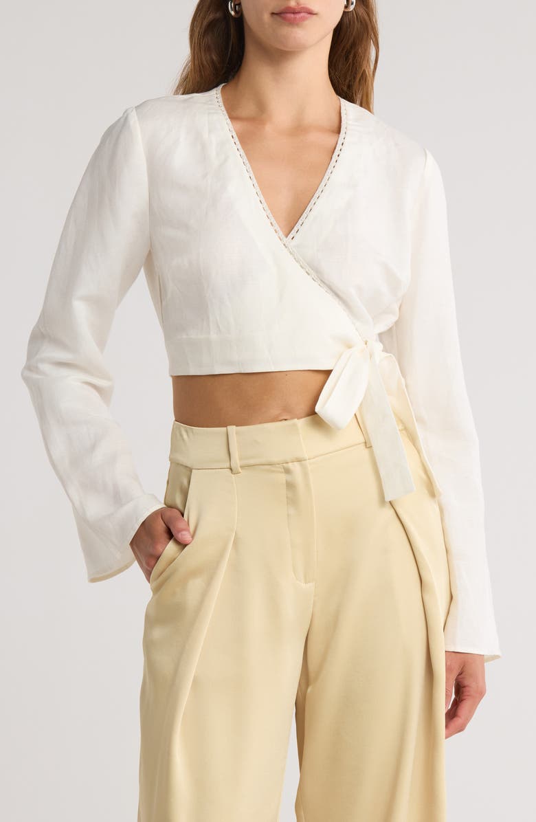 Simkhai Hailey Wrap Crop Top, Main, color, White