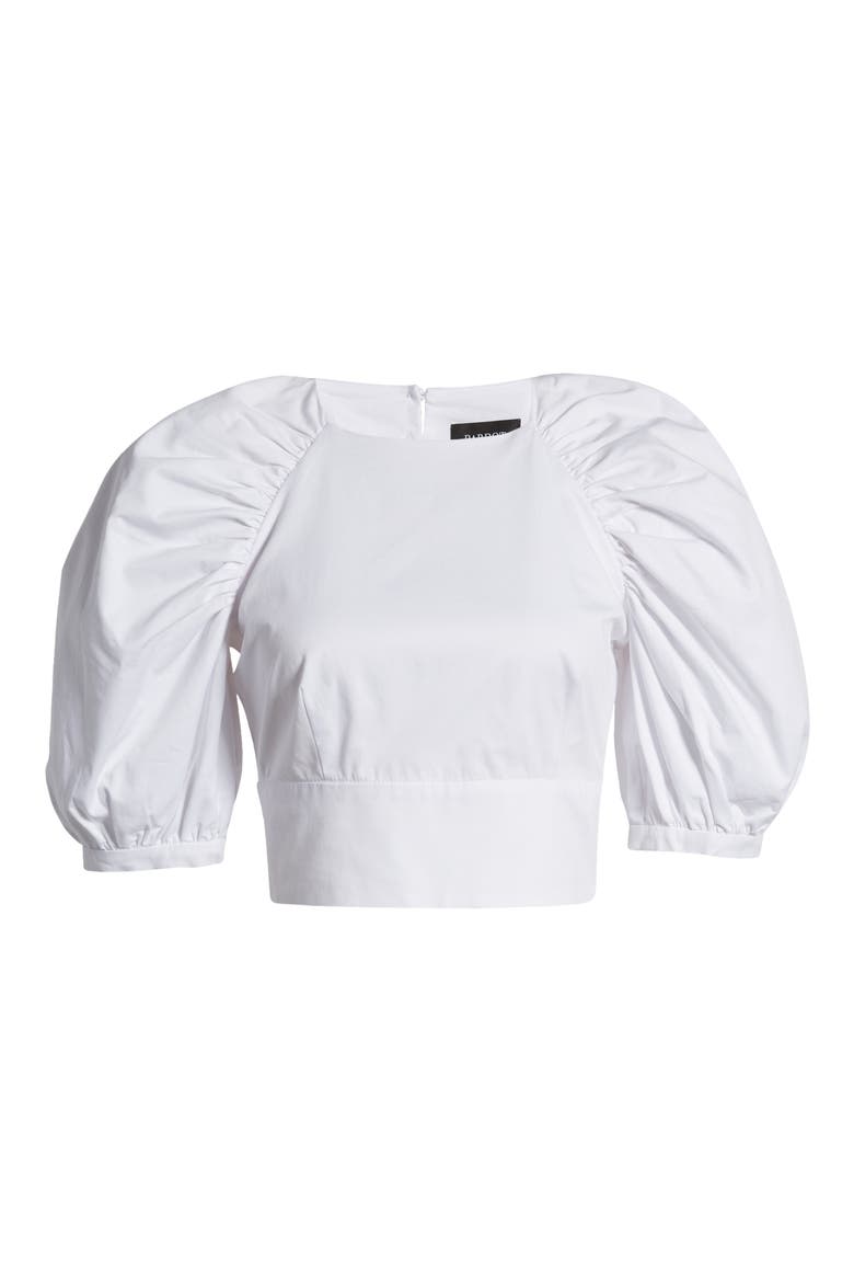 Puff Sleeve Back Cutout Top, Alternate, color, ORCHID WHITE