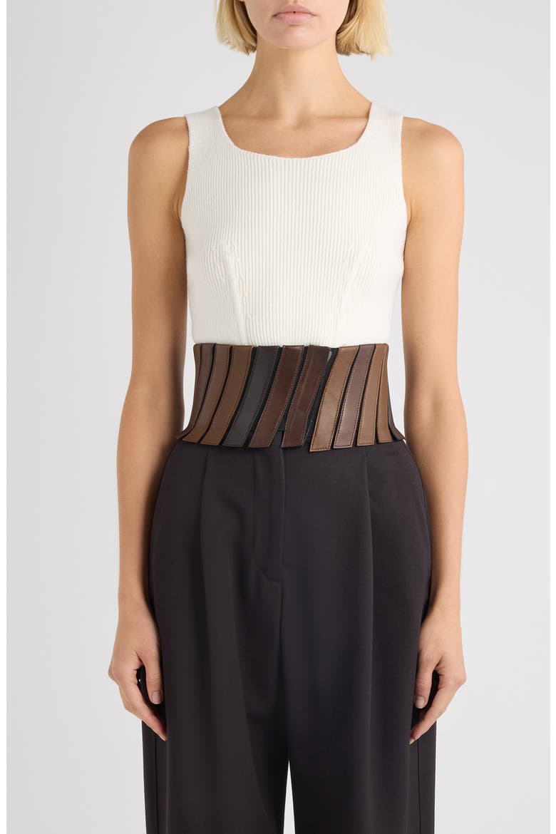 Wool Blend Rib Corset Top, Main, color, BLANC NATUREL
