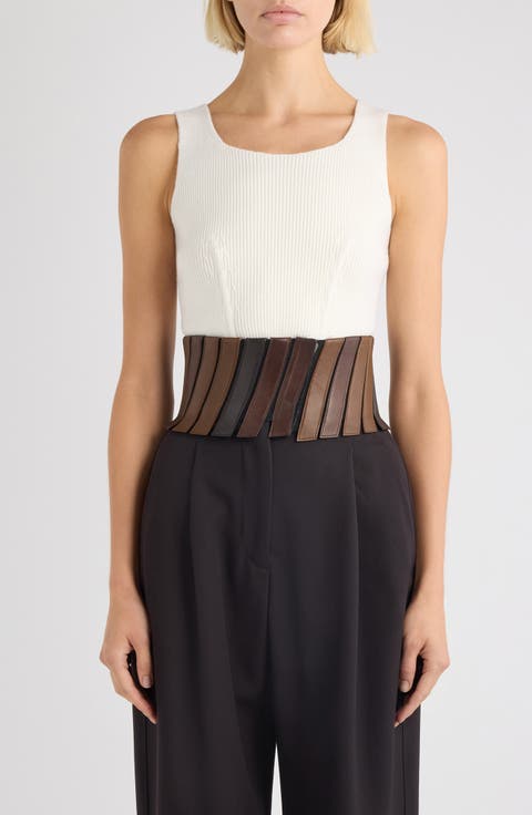 Wool Blend Rib Corset Top