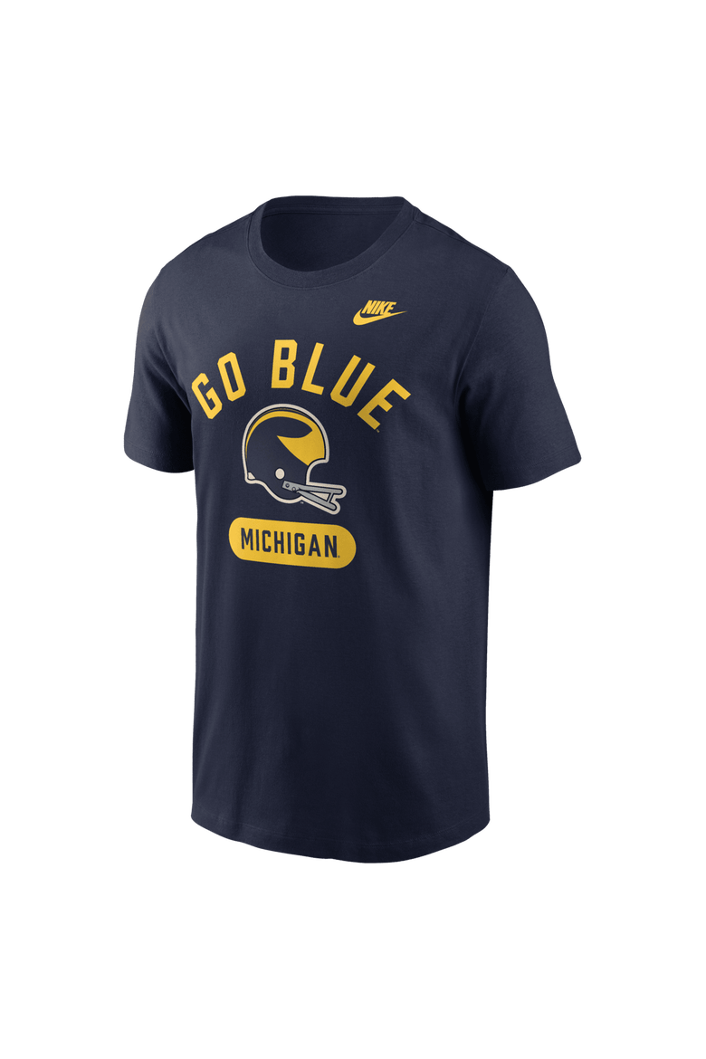 Men's Nike Navy Michigan Wolverines Legacy Arch Helmet T-Shirt, Alternate, color, Navy