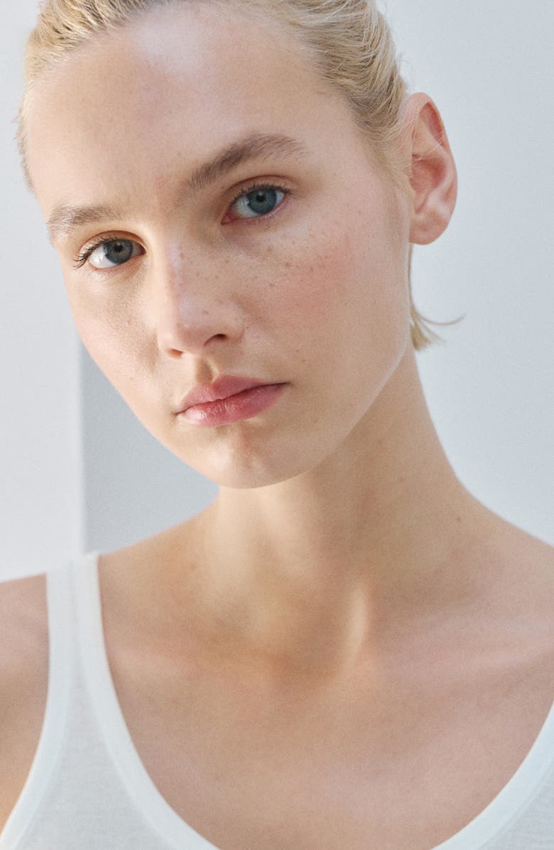 MANGO Scoop Neck Cotton Tank, Alternate, color, White