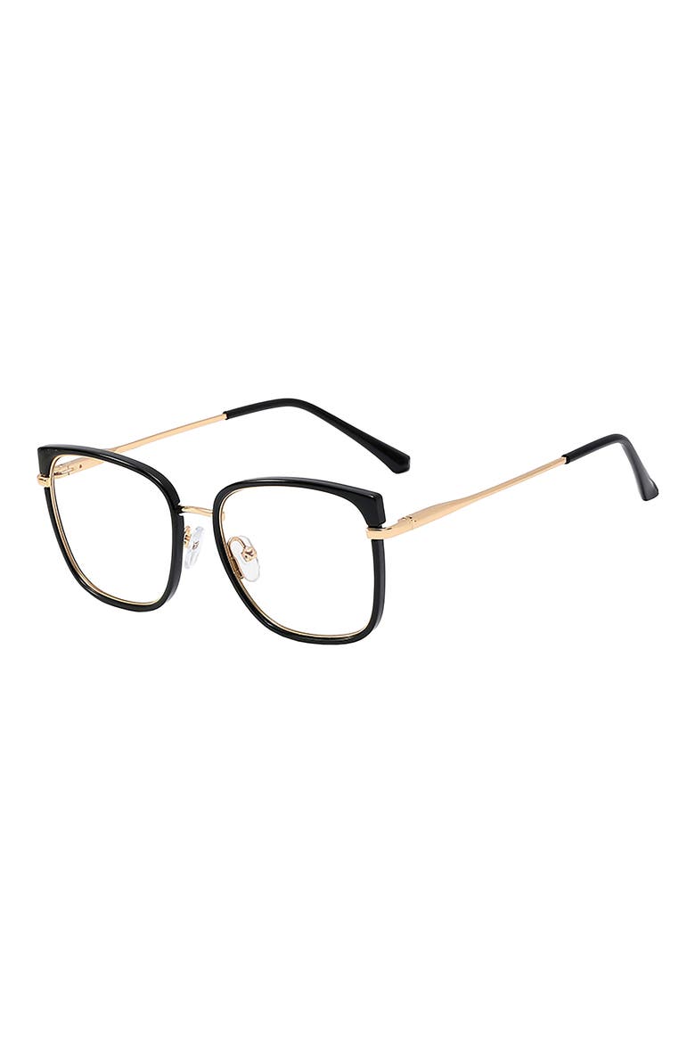 Sahara 53mm Square Blue Light Blocking Glasses, Main, color, BLACK/ CLEAR