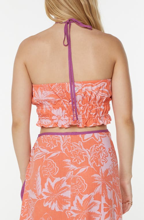 Roxy Marcella Floral Crop Halter Top In Purple