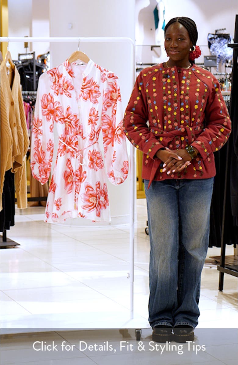 Annalise Tie Waist Long Sleeve Linen Blend Minidress, sales video thumbnail