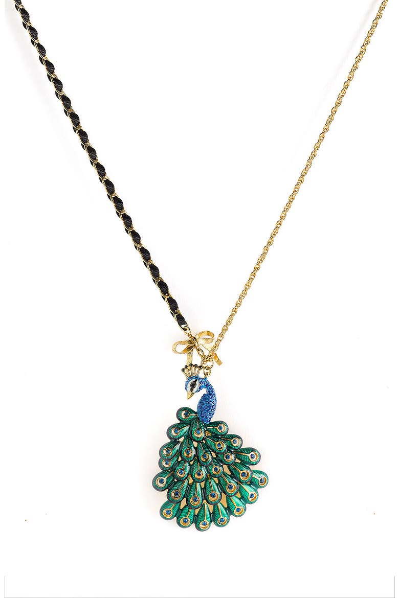 'Asian Jungle' Peacock Pendant Necklace, Main, color, PEACOCK MULTI