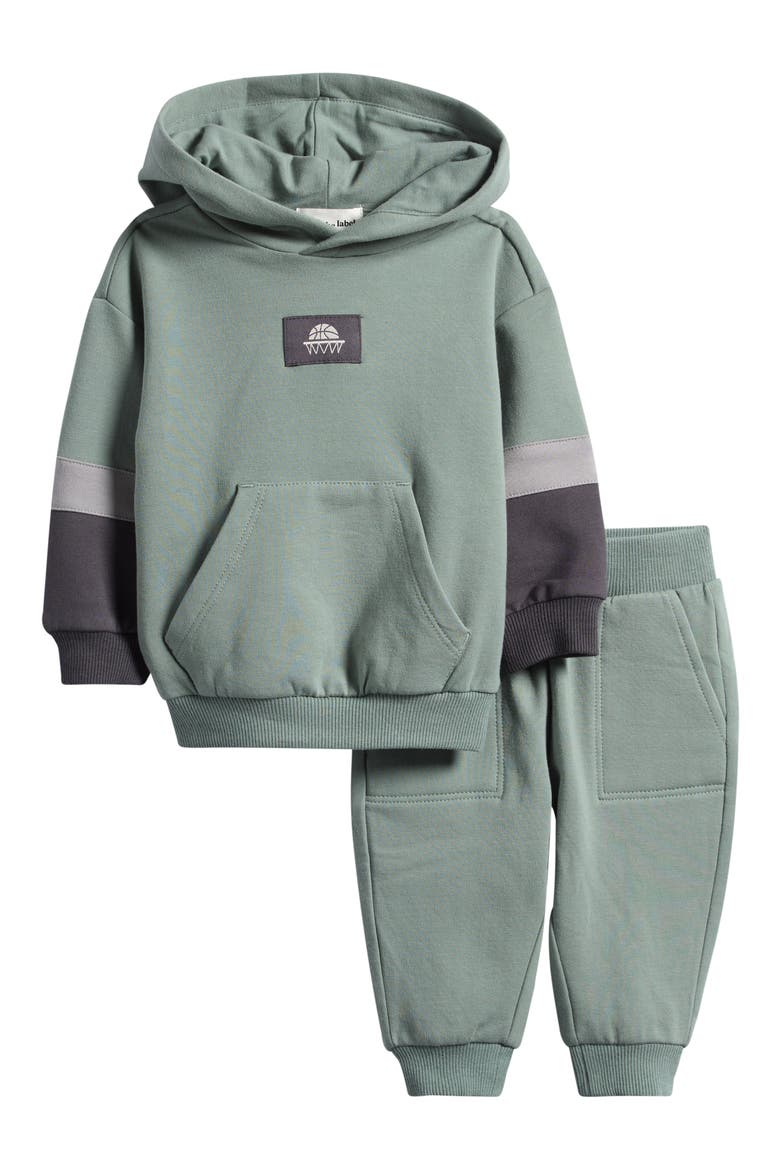 Hoodie & Joggers Set, Main, color, GREEN DUSTY