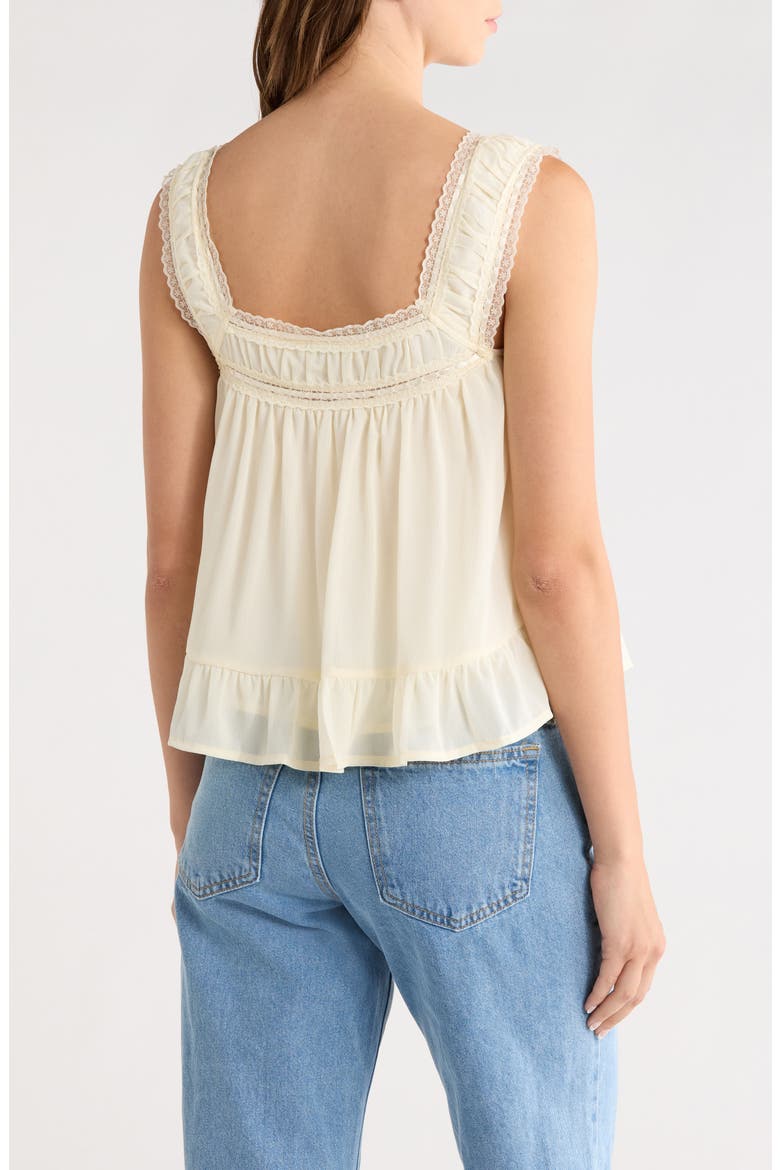 Elusia Lace Trim Ruched Top, Alternate, color, CREAM