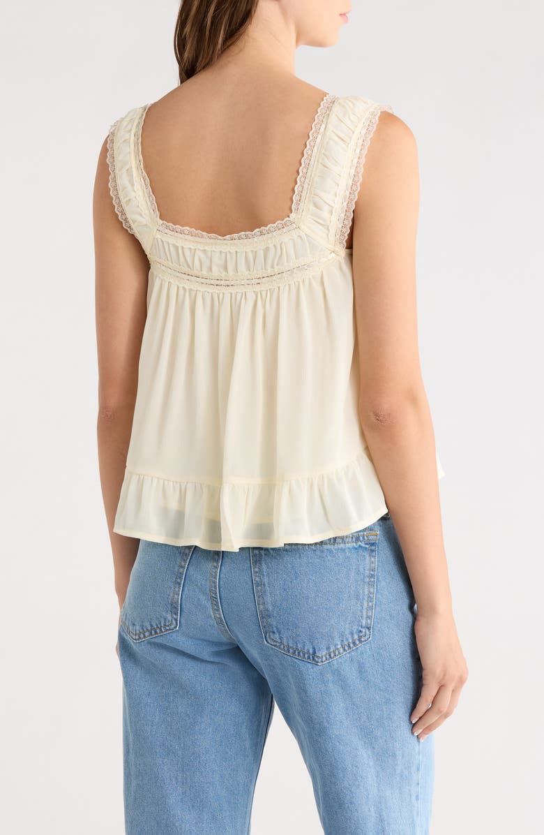 Princess Polly Elusia Lace Trim Ruched Top, Alternate, color, Cream