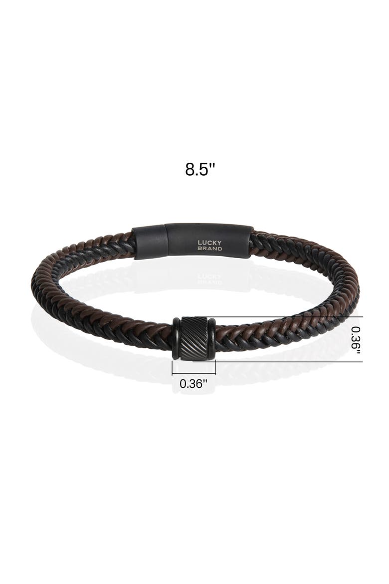 Brown and Black Braided Leather Bracelet for Men, 8,5", Alternate, color, Brown
