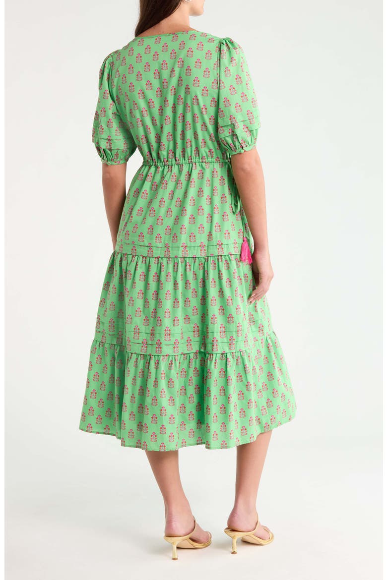 Darley Floral Tiered Cotton Dress, Alternate, color, LIME-MULTI