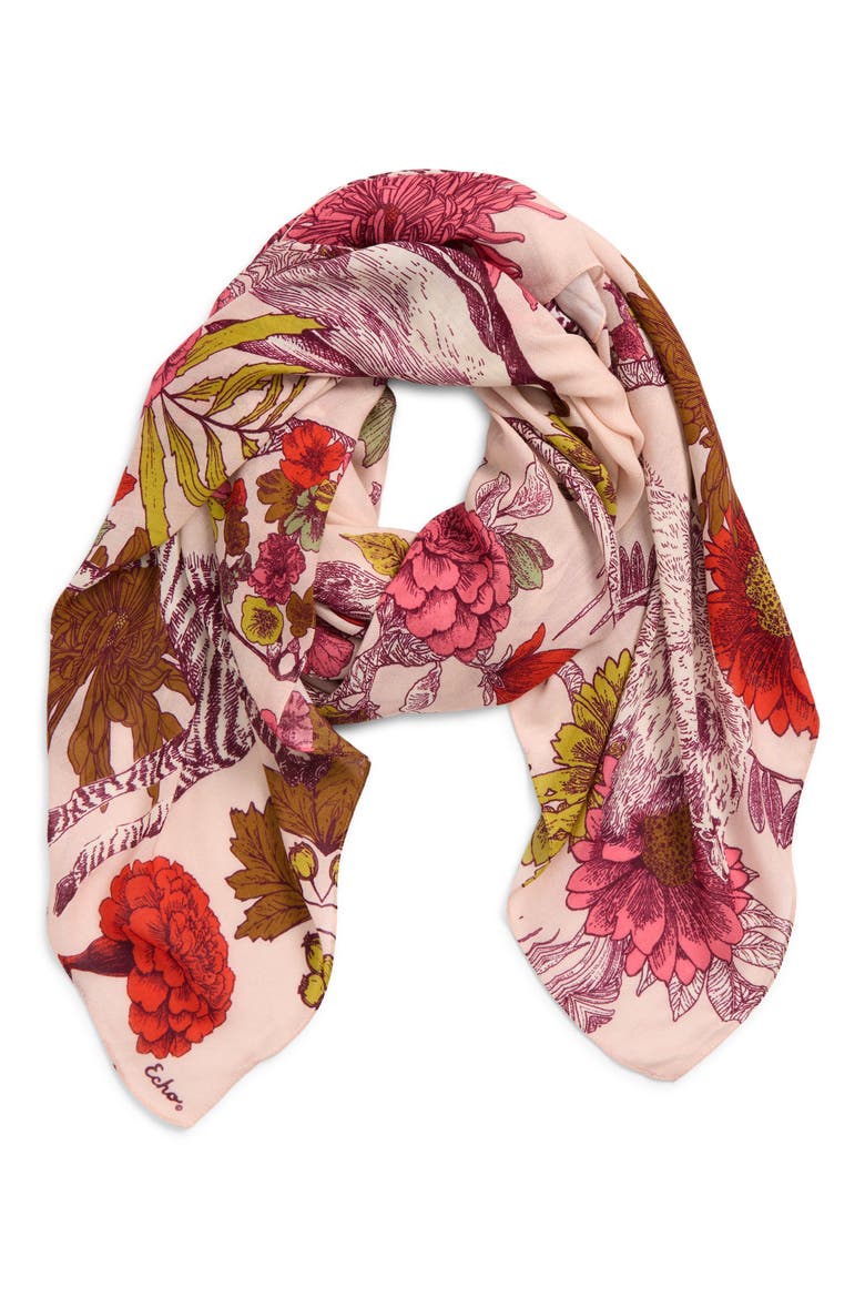 Central Park Square Scarf, Main, color, BLUSH