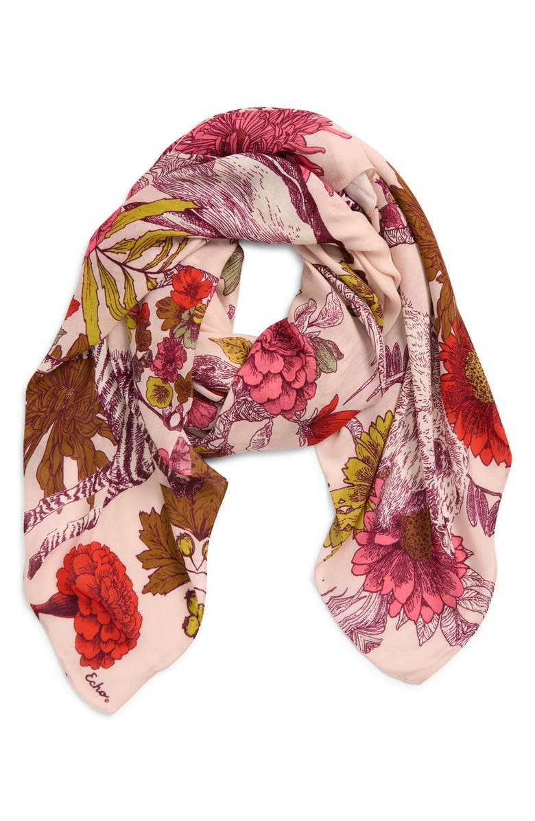 Echo Central Park Square Scarf, Main, color, Blush