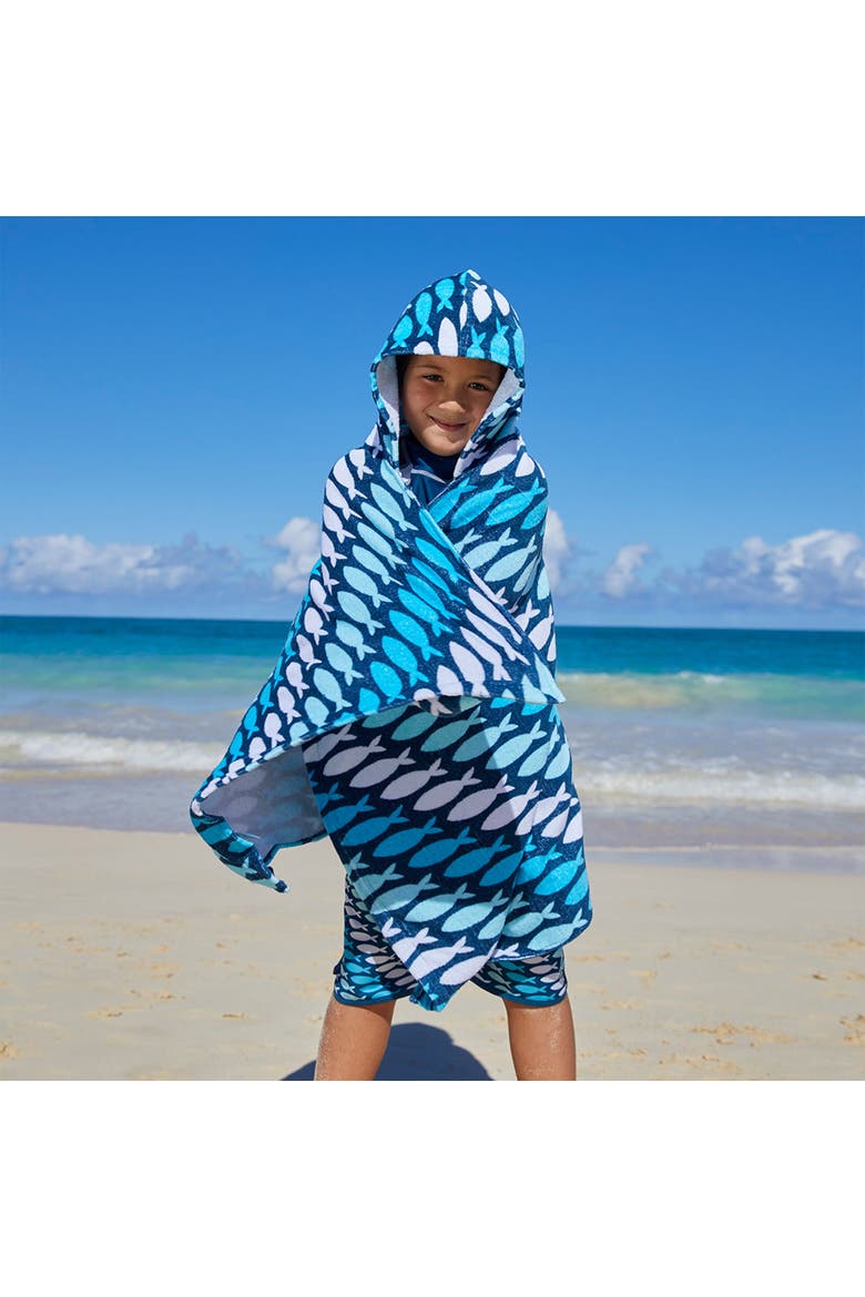 Hooded Beach Towel, Alternate, color, Shark Shiver