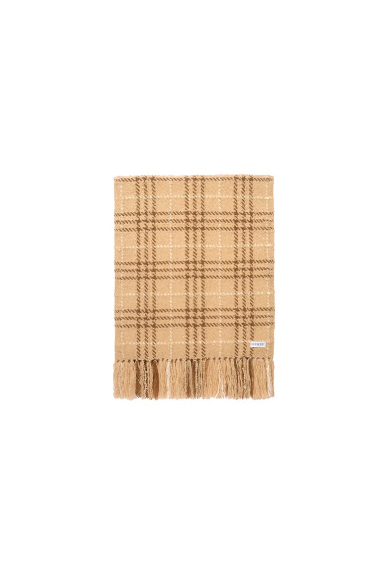 Embellished Check Bouclé Scarf, Alternate, color, Finch beige