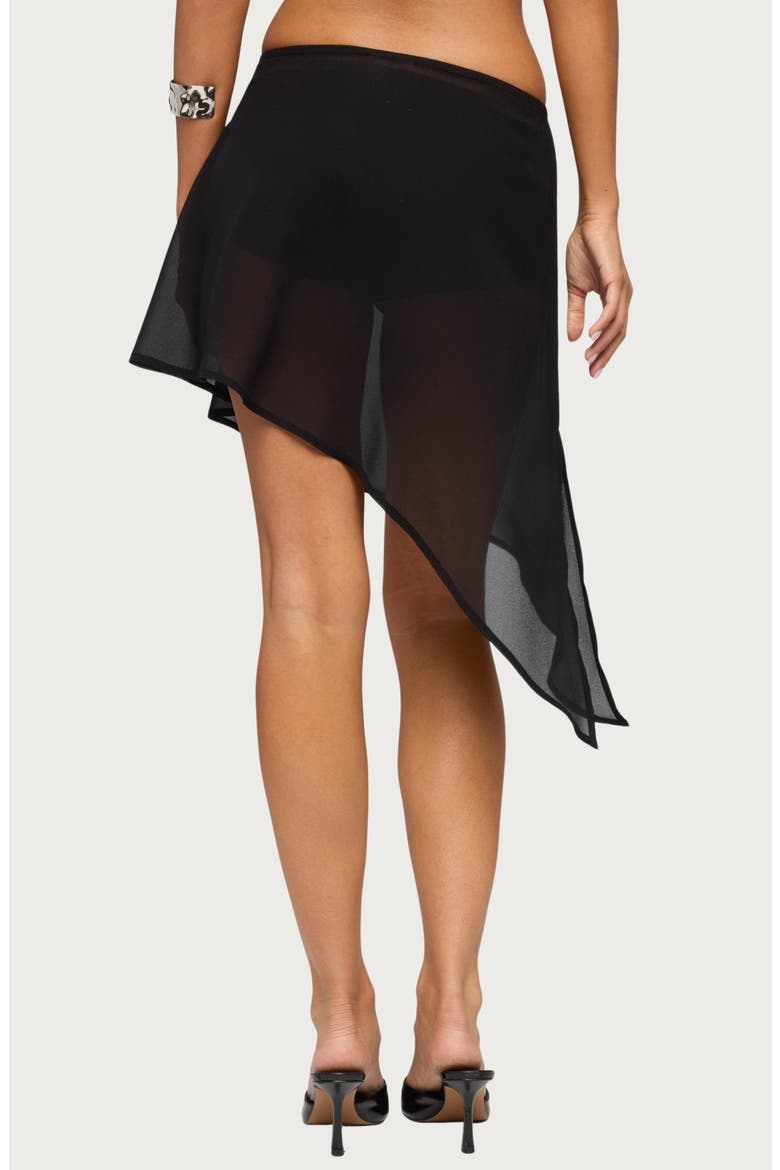 Irenah Asymmetric Sheer Chiffon Skirt, Alternate, color, BLACK