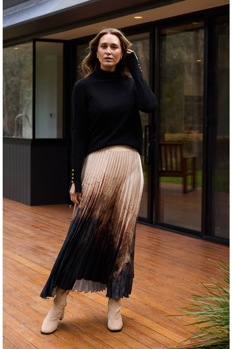 Alias Pleated Maxi Skirt, Alternate, color, CALLIGRAPHY