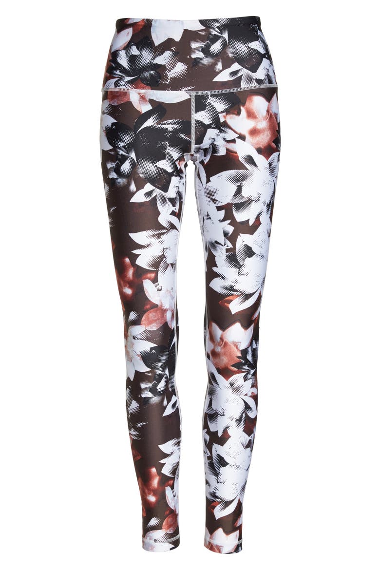 Print Slick High Waist Leggings, Alternate, color, RUST MADDER FLORAL PRINT
