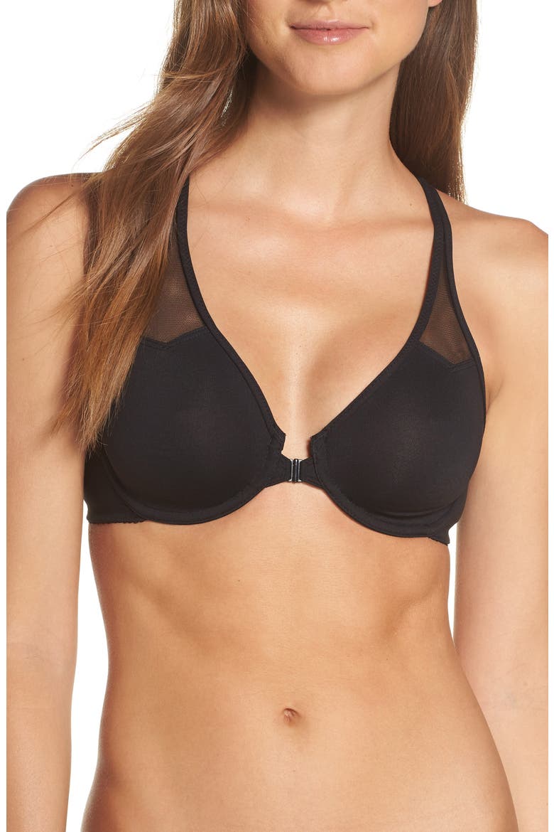 Body By Seamless Front Close Racerback Underwire Bra, Main, color, BLACK