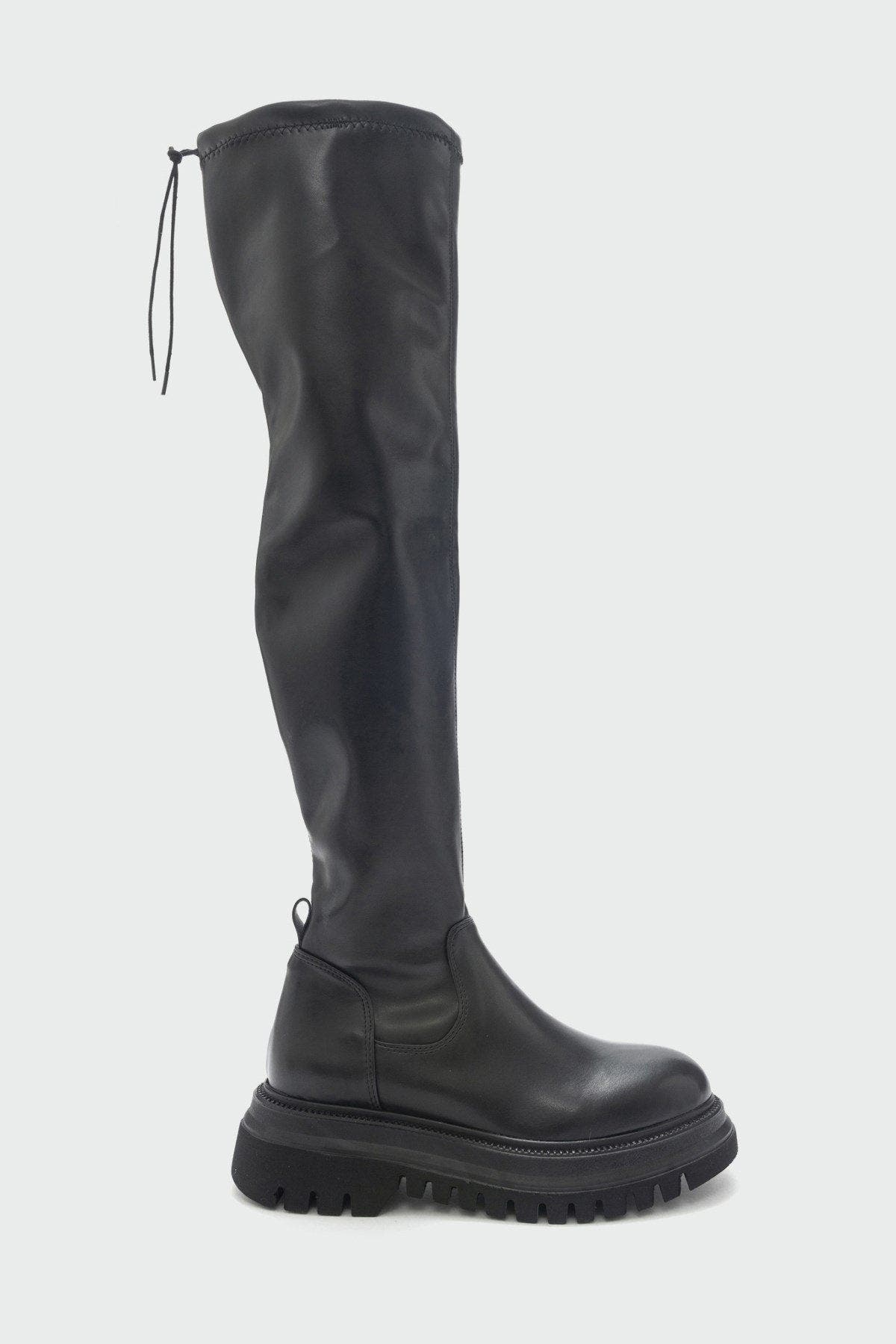 Prologue Shoes Chip Knee Over Boot, Main, color, Black Faux Leather