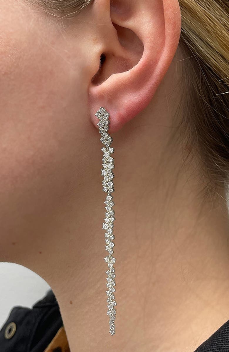 Sterling Forever Audrina Cubic Zirconia Linear Drop Earrings, Alternate, color,