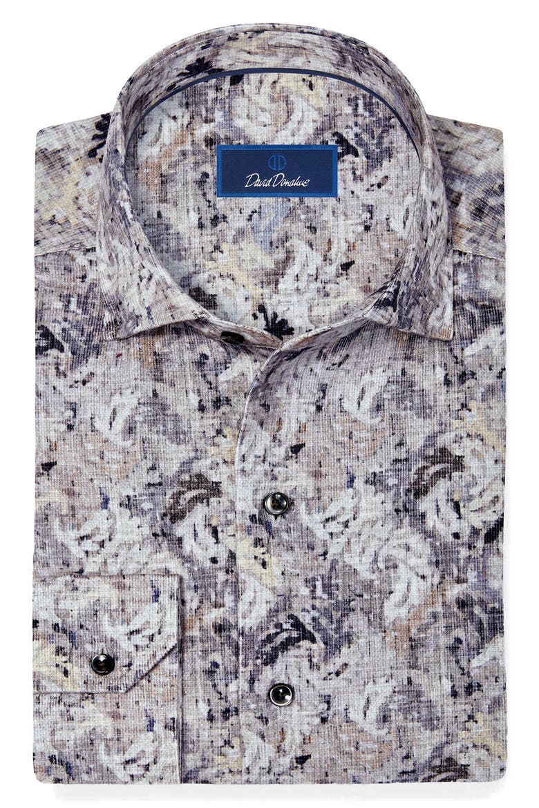 Botanical Corduroy Sport Shirt, Alternate, color, CHARCOAL/ MULTI