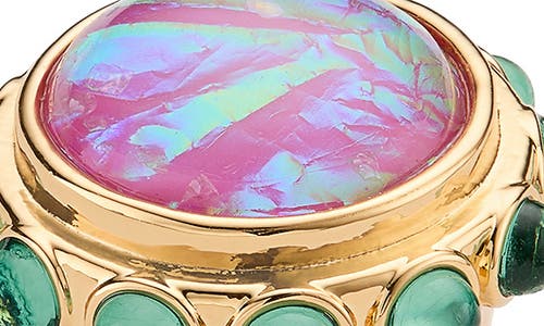 Shop Kurt Geiger London Round Cocktail Ring In Pink