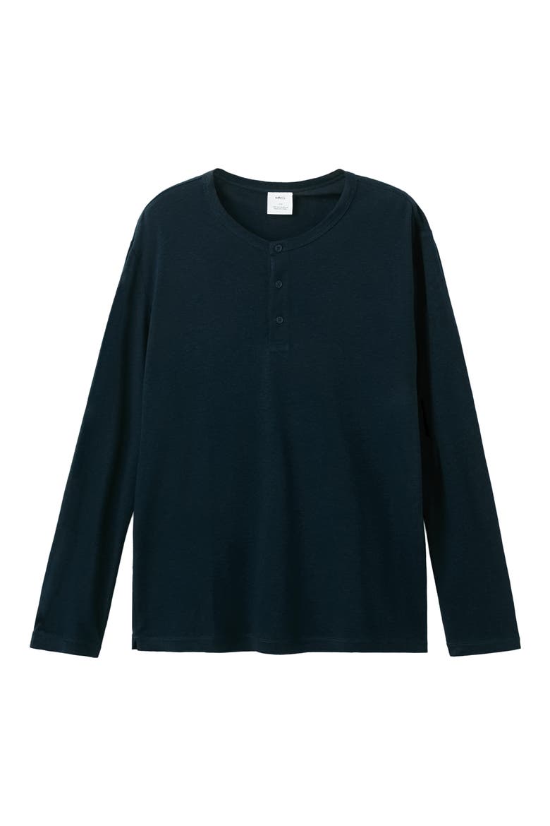 Linen Blend Henley, Alternate, color, NAVY