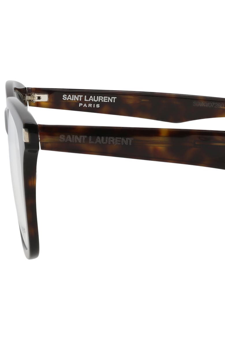 Saint Laurent 50mm Square Optical Glasses, Alternate, color, Havana Havana Transparent