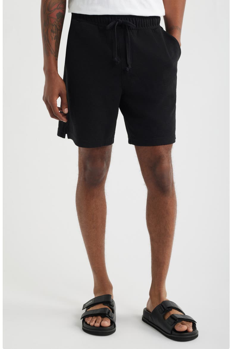 Knit Drawstring Shorts, Main, color, BLACK