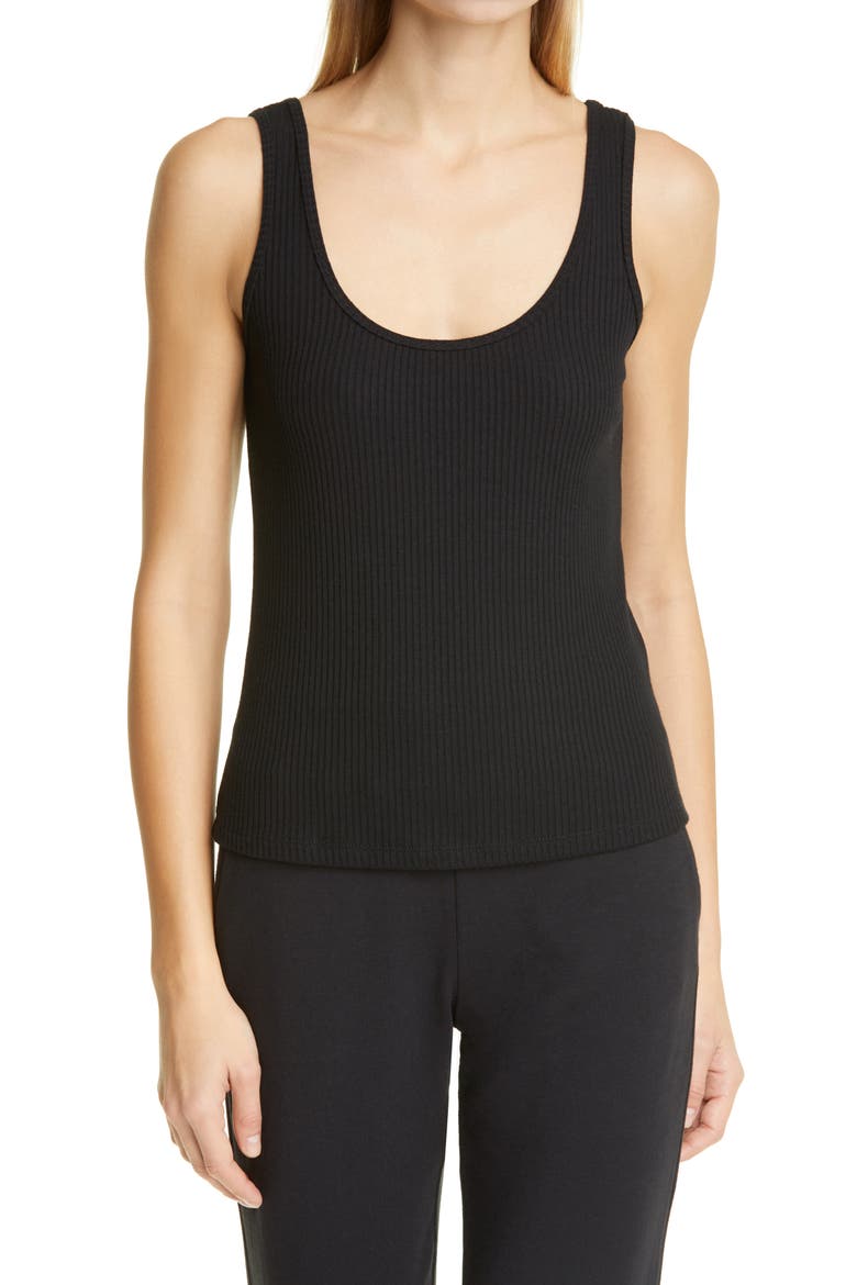 Iman Rib Tank Top, Main, color, BLACK