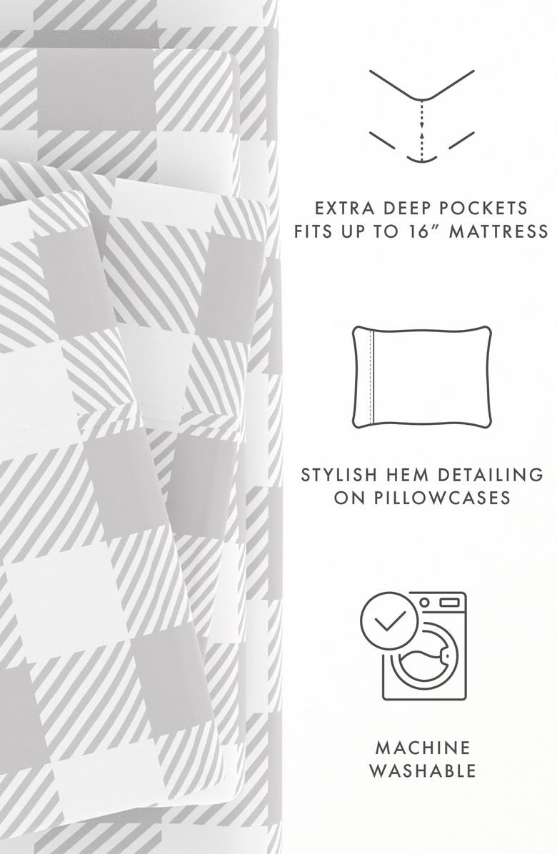 HOMESPUN Premium Ultra Soft Country Plaid Pattern 4-Piece Bed Sheets Set, Alternate, color, Light Gray